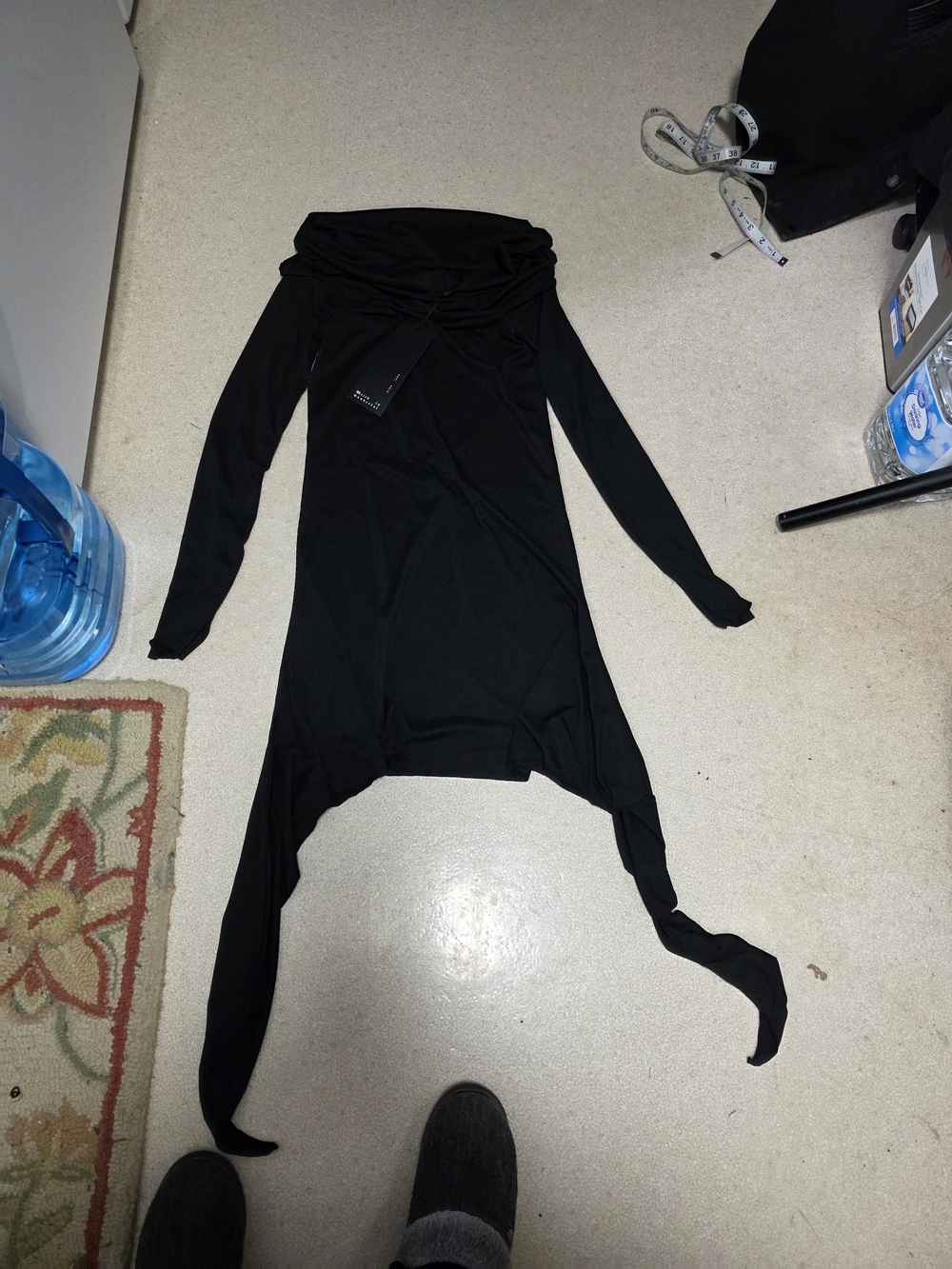 Killstar- Nyctophilia- Black Asymmetric Draped Long Sleeve Dress